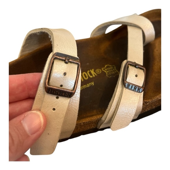 Birkenstock Cream and Brown Adjustable Sandals - Picture 6 of 13